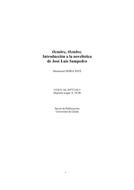 Octubre, Octubre. Introducción a La Novelística De José Luis Sampedro