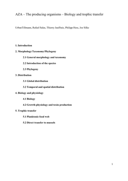 AZA – the Producing Organisms – Biology and Trophic Transfer