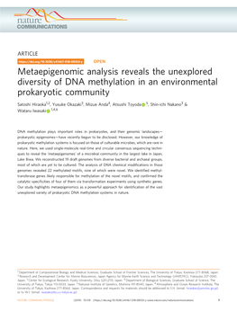 Metaepigenomic Analysis Reveals the Unexplored Diversity of DNA Methylation in an Environmental Prokaryotic Community