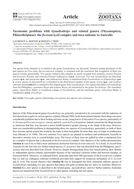 (Thysanoptera, Phlaeothripinae): the Ficorum/Uzeli Complex and Taxa Endemic to Australia