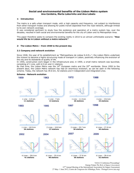 Social and Environmental Benefits of the Lisbon Metro System Ana Cerdeira, Marta Laborinho and Ana Lobato