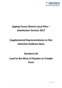 Epping Forest District Local Plan – Submission Version 2017