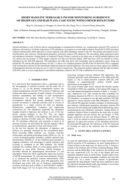 Short Baseline Terrasar-X Psi for Monitoring Subsidence of Highways and Railways, Case Study with Corner Reflectors