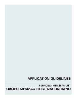 Application Guidelines Qalipu Mi'kmaq First Nation Band