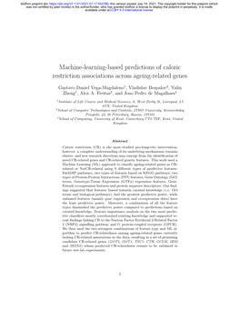 Machine-Learning-Based Predictions of Caloric Restriction Associations Across Ageing-Related Genes