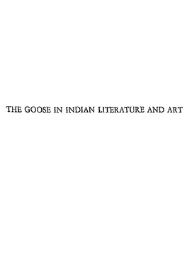 The Goose in Indian Literature and Art Memoirs of the Kern Institute