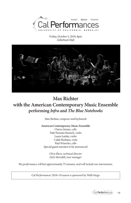 Max Richter with the American Contemporary Music Ensemble Performing Infra and the Blue Notebooks