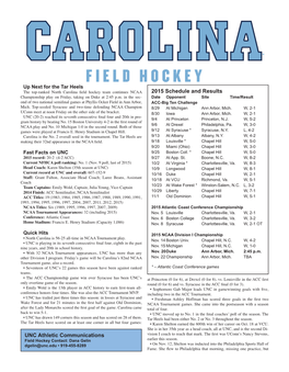 2015 Schedule and Results UNC Athletic Communications