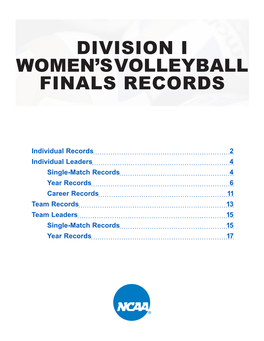 Division I Women's Volleyball Finals Records