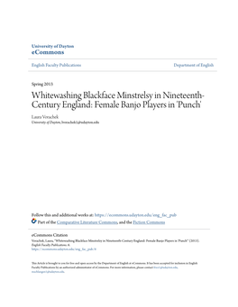 Whitewashing Blackface Minstrelsy in Nineteenth-Century England: Female Banjo Players in 'Punch'