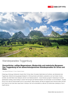 Wanderparadies Toggenburg | SBB News