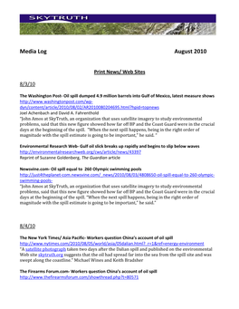 Media Log August 2010