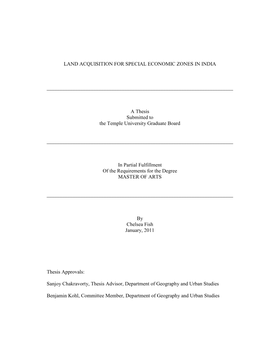 Land Acquisition for Special Economic Zones in India