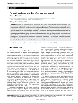 Parasitic Angiosperms: How Often and How Many? Daniel L