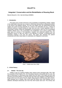 VALLETTA, Integrated Conservation and the Rehabilitation of Housing Stock
