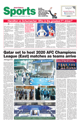 Qatar Set to Host 2020 AFC Champions League (East) Matches As Teams Arrive