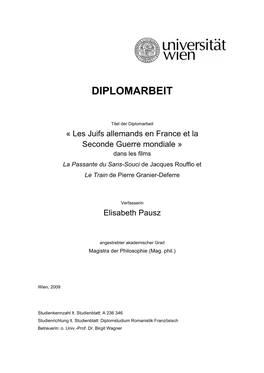 Les Juifs Allemands En France Et La Seconde Guerre Mondiale » Dans Les Films La Passante Du Sans-Souci De Jacques Rouffio Et Le Train De Pierre Granier-Deferre