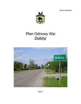 Plan Odnowy Wsi Dubiny