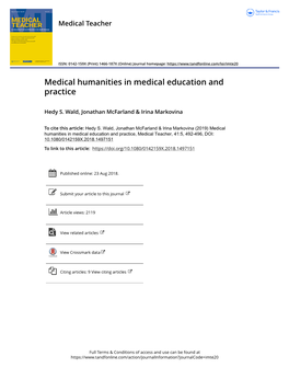 Medical Humanities in Medical Education and Practice