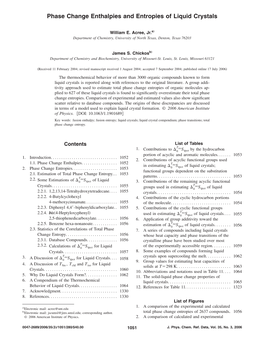 Phase Change Enthalpies and Entropies of Liquid Crystals