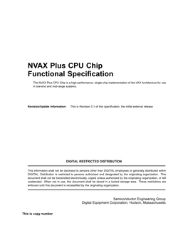 NVAX Plus CPU Chip Functional Specification