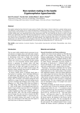 Non-Random Mating in the Beetle Cryptocephalus Hypochaeridis