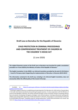 Draft Law on Barnahus for the Republic of Slovenia: CHILD