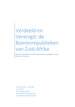 De Boerenrepublieken Van Zuid-Afrika