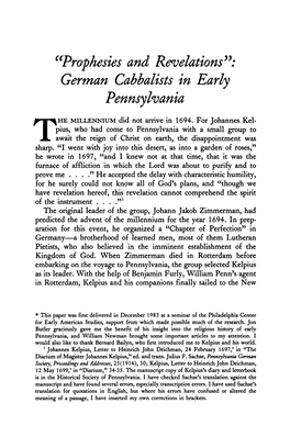 German Cabbalists in Early Pennsylvania
