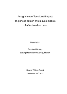 Assignment of Functional Impact on Genetic Data in Two Mouse Models of Affective Disorders