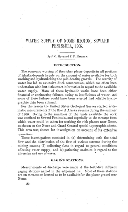 Water Supply of Nome Region, Seward Peninsula, 1906