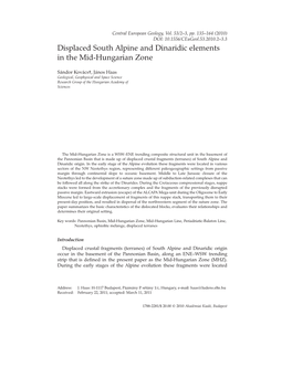 Displaced South Alpine and Dinaridic Elements in the Mid-Hungarian Zone