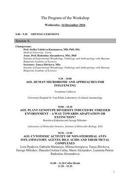 The Program of the Workshop