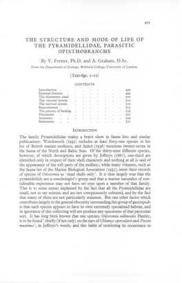 The Structure and Mode of Life of the Pyramidellidae, Parasitic Opisthobranchs