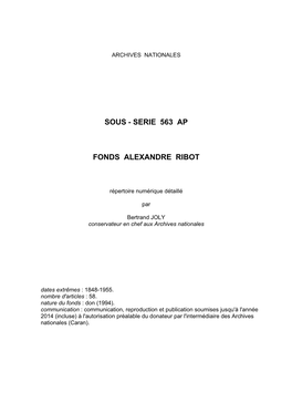 Serie 563 Ap Fonds Alexandre Ribot