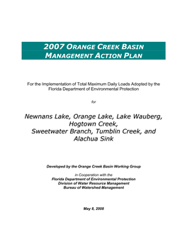 2007 Orange Creek Basin Management Action Plan