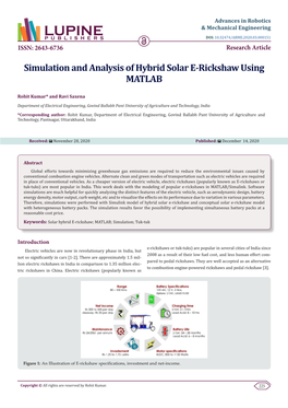 Simulation and Analysis of Hybrid Solar E-Rickshaw Using MATLAB