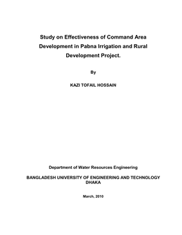 Study on Effectiveness of Command Area Development in Pabna Irrigation and Rural Development Project