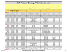 Volunteer Training Schedule City