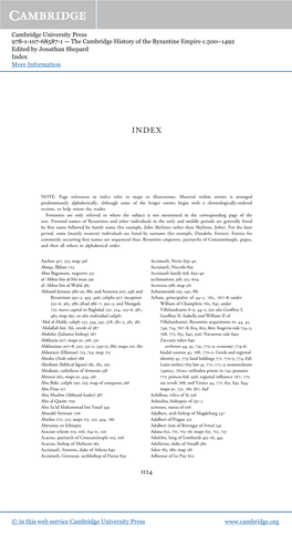 Cambridge University Press 978-1-107-68587-1 — the Cambridge History of the Byzantine Empire C.500–1492 Edited by Jonathan Shepard Index More Information