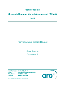 Richmondshire Strategic Housing Market Assessment (SHMA)