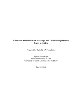 Gendered Dimensions of Marriage and Divorce Registration Laws in Africa