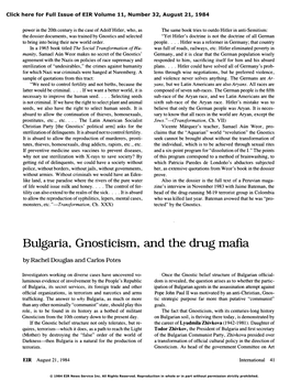 Bulgaria, Gnosticism, and the Drug Mafia