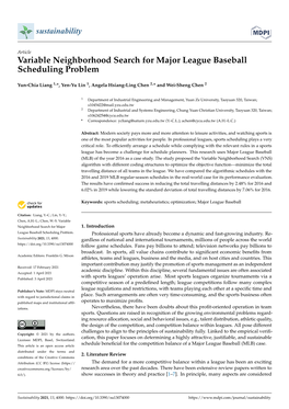 Variable Neighborhood Search for Major League Baseball Scheduling Problem