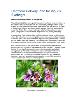 Dartmoor Delivery Plan for Vigur's Eyebright