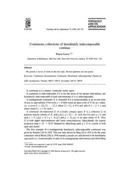 Continuous Collections of Hereditarily Indecomposable Continua