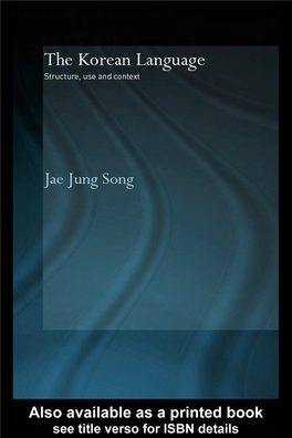 Jae Jung Song, the Korean Language