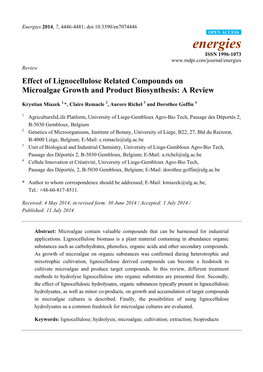 Effect of Lignocellulose Related Compounds on Microalgae Growth and Product Biosynthesis: a Review