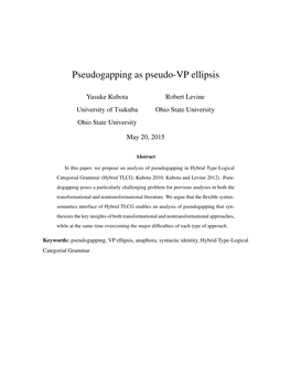 Pseudogapping As Pseudo-VP Ellipsis