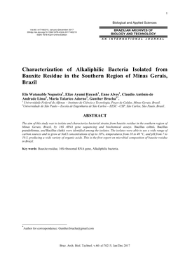 Characterization of Alkaliphilic Bacteria Isolated from Bauxite Residue in the Southern Region of Minas Gerais, Brazil